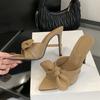 Fashion Liyke Designer Women PU Leather Bowkont Fashion Slippers Sexy Pointed Open Toe Thin High Heels Party Prom Shoes Ladies Sandals