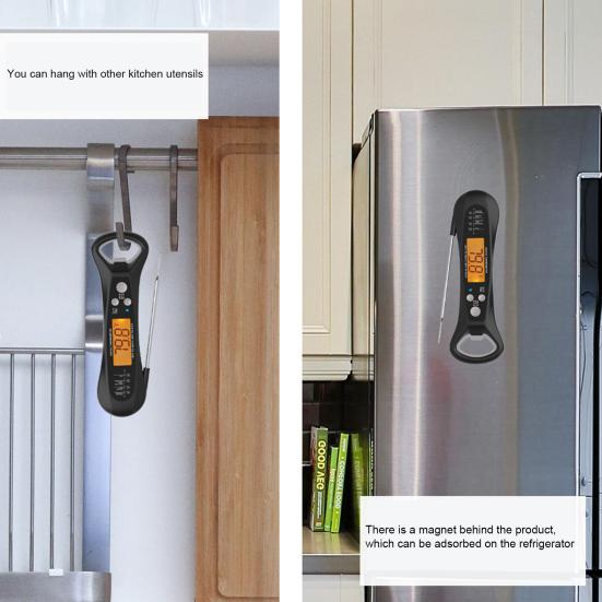 Food Thermometer Waterproof Digital Meat Thermometer Instant Read Foldable Probe Thermometer for Kitchen BBQ