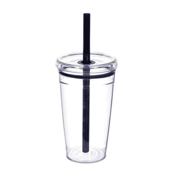 Transparent Tritan Straw Tumbler 16oz Colorful Coffee Cup with Lid Cute Leak-Proof Sippy Cup for Iced Coffee Tea Juice Milk