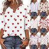 Жен. Футболка С принтом Пуговицы Рукав 3/4 Повседневные Выходные Мода Классический Классический V-образный вырез Обычный Верх