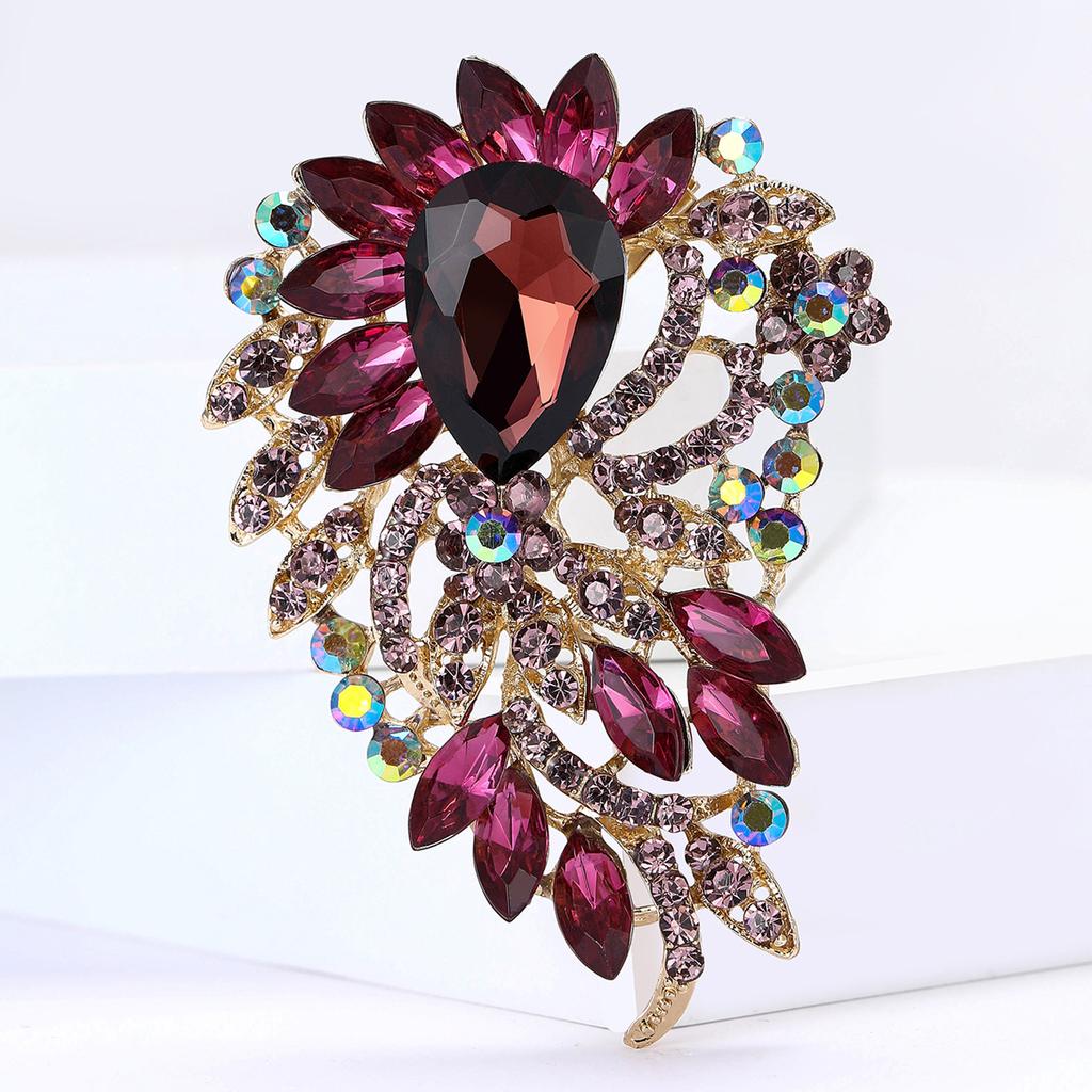 Alloy Large Crystal Glass Brooch High-End Versatile Women'S Suit Coat Corsage Jewelry Pin