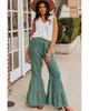 Textured High Waist Ruffled Bell Bottom Pants