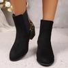 Leopard Winter Sexy Women Ankle Boots Autumnwinter Female Short Zip Chelsea Boots Retro Round Toe Square Heel Size 36-43