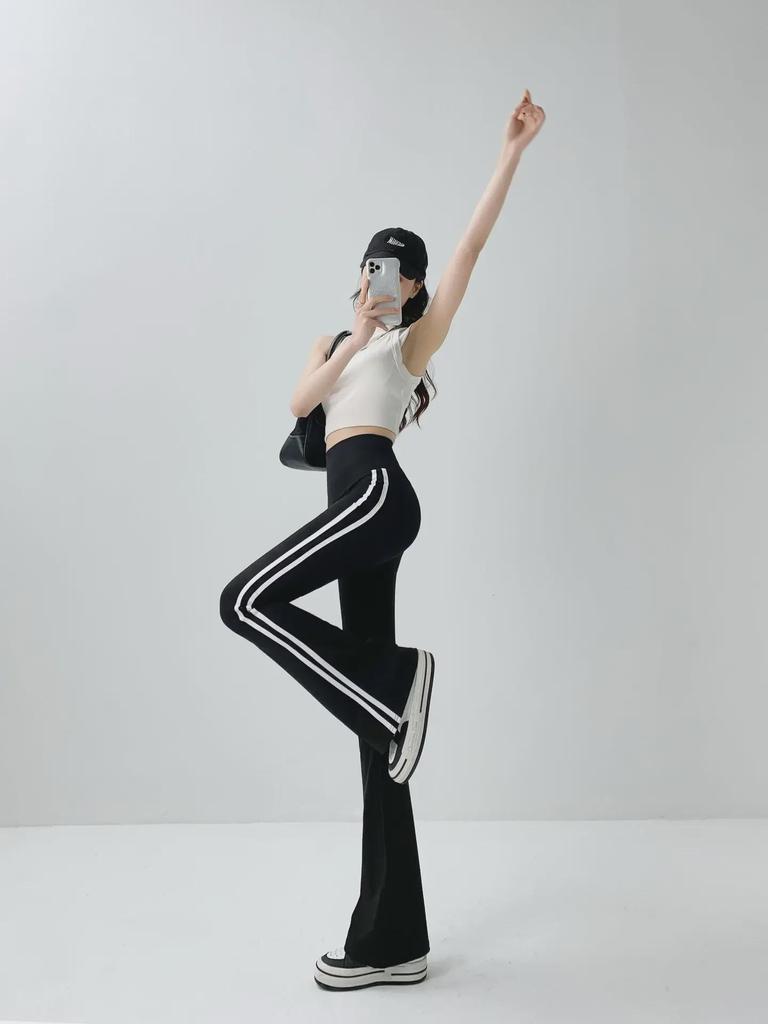 Women's High-Waist Striped Yoga Pants - Summer 2024 Sun Protection Sportswear