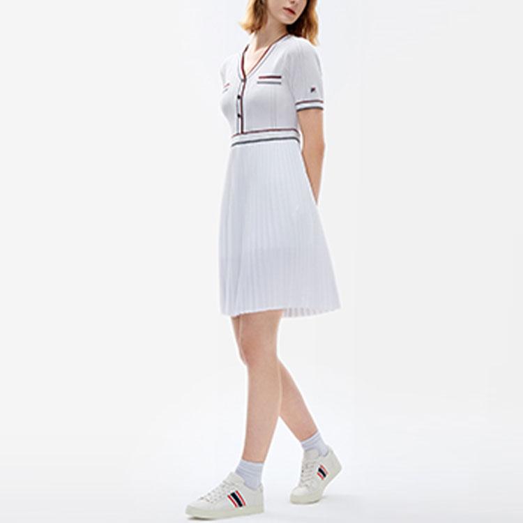 New FILA Short Sleeved Dress Women's Standard White F11W221313F-WT