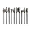 10pc Rotary Burr Set Tungsten Carbide Double Cut Points Files Grinder Cutter Engraving Tool Heads for Wood Working Carving