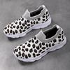 Fashion Leopard Women Shoes For Woman Sneakers Stretch Fabric Loafers Round Toe Breathable Casual Shoes Women