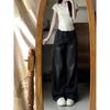 Black & Gray Retro Wide-Leg Women's Jeans - New Summer Loose Slim Straight Floor-Length Trend