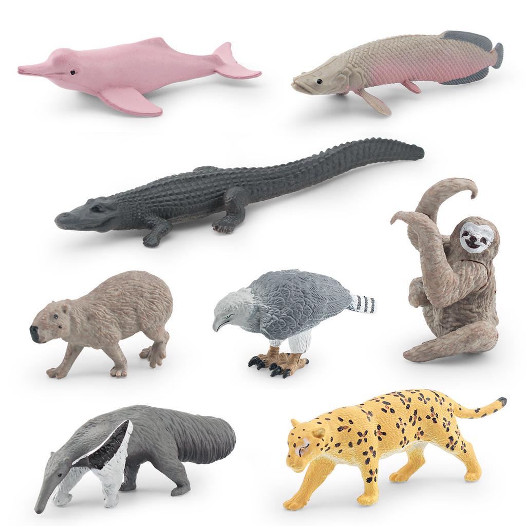 Simulation 17Pcs South American Non-Animal Model Set Sloth Anteater Jaguar Zebra Lion Elephant Ornament