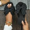 Women's Slope Heel Sandals Summer New Round Head Toe Butterfly Knot Thick Sole Anti-slip Wear-resistant Slippers