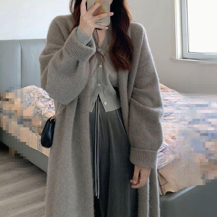 Autumn and Winter In The Long Section Sweater Jacket Loose Lazy Wind Design Sense of Leisure Temperament Niche Knitted Cardigan Female