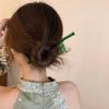 Green Hair Stick Bamboo Leaf Barrette Simple Chopstick Hairpin  for Women