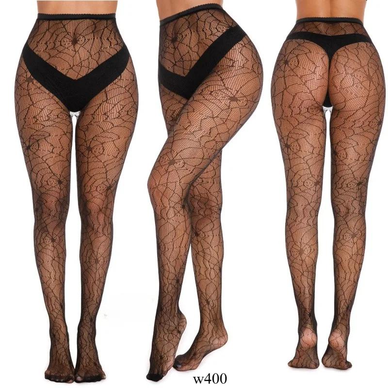 High Elasticity Jacquard Fishing Net  Sexy Silk Stockings Spider Web Silk Stockings White Moon Butterfly Jumpsuit Silk Stockings