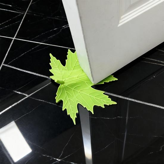 Green Maple Leaf Door Stopper Wedge 3D Printed Simulation Leaf Model Windproof Anti-collision Carpet Tile Concrete Wooden Floor Decorative Doorstop