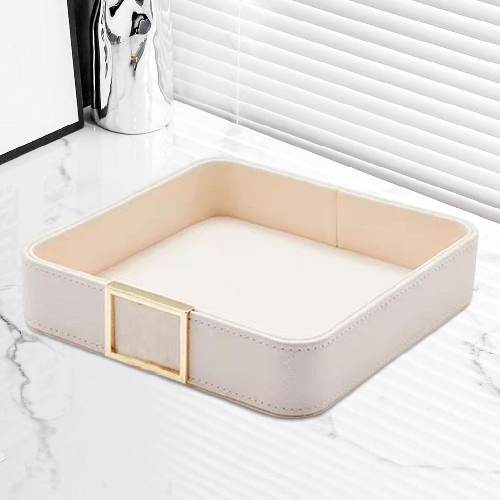 PU Leather Valet Tray Jewelry Tray Tabletop Leather Tray Jewelry Organizer for Wallet Remote Control Keys Pocket Stuff