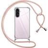 Protective Case - BOOLING - for Samsung Galaxy A56 5G - Shockproof - Flexible - with Pink Lanyard