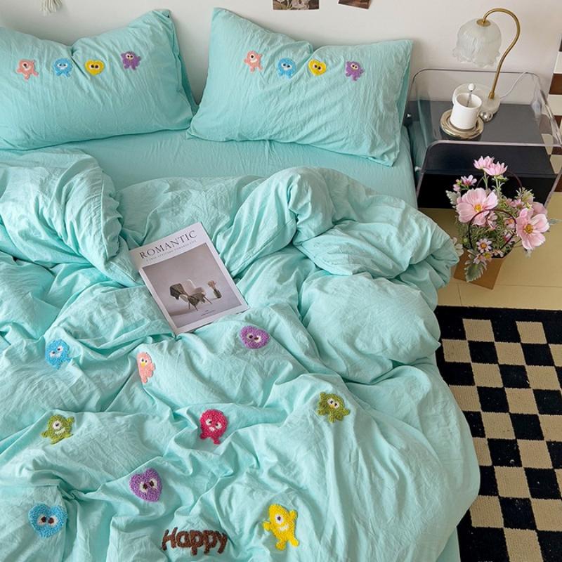 Bedding Pure Cotton Four-piece Set, Quilt Cover, Quilt Cover, Bed Sheet, Human Dormitory Three-piece Set