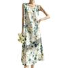 Silk Satin Women's V-neck Print Spaghetti Strap Maxi Dress - Summer 2025 Collection