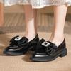 Pointed Toe Small Leather Shoes Woman Silk Bow&Crystal Oxfords Ladies Low Thick Heels Flat Sneakers Femmes Office Dress Loafers