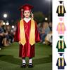 3 Pcs/Set Children Kindergarten Graduation Uniform with Tassel Hat And Shawl V Neck Calf Length Long Sleeve Zipper Closure Elementary Graduation Robe