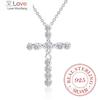 New Arrival Fashion Cross Necklace Accessories Ture 100 %925 Sterling Silver Crystal Cz Pendants Necklace For Women Fine Jewelry