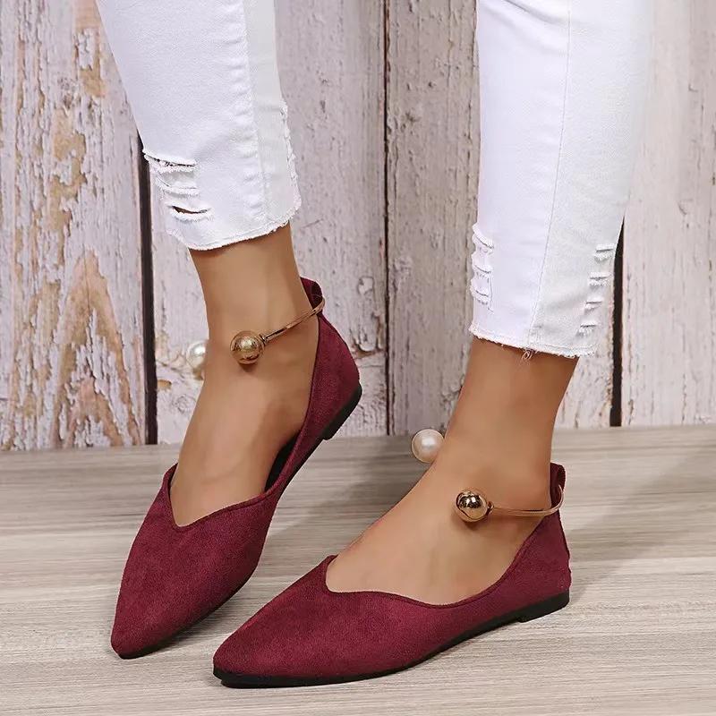 Women's Flat Shoes Pointed Leopard Print Shoes Breathable Slip-on Pearl Flat Outdoor Casual Womens Shoes Women's Loafers