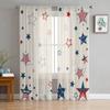 Independence Day Pentagram Sheer Window Curtains For Living Room Kitchen Children Bedroom Voile Hanging Curtain