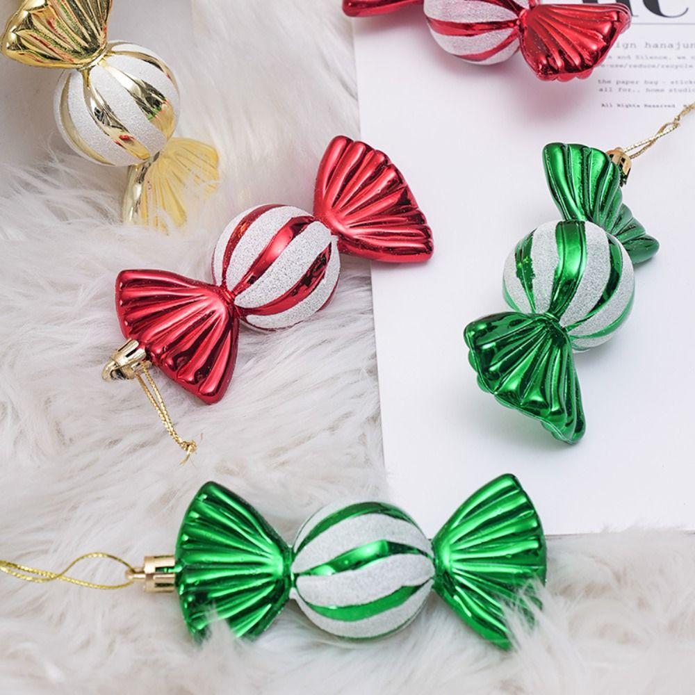 4pcs Colorful Christmas Candy Pendants Electroplating Colorful Candy Interesting Party