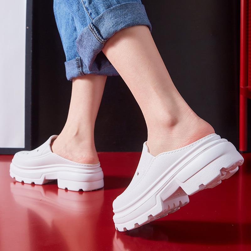 Outdoor Beach Slippers Garden Shoes Soft Thick Bottom Clogs Sandals Women Summer High Heels Shoes Fashion Hole Shoes