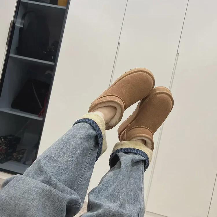 Zhou Dongyu's 2024 Autumn/Winter Women's Fur & Velvet Warm Short Snow Boots with Thick Soles