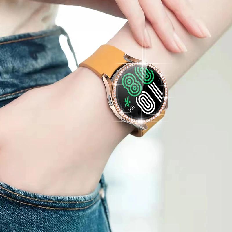 Case for Samsung Galaxy Watch 4 Case 40mm 44mm Accessories Bling Fashion Two Rows Diamond Bumper Samsung Galaxy Watch 5 Protector Cover