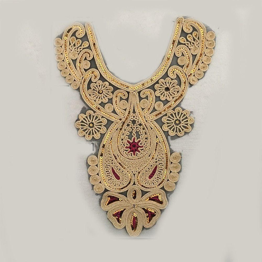 2pcs Fashion Sewing Accessories Embroidered Sequin Fabric DIY Applique Trim Lace Collar