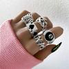 1Set Vintage Gothic Heart Rings Set For Women Men Punk Playing Card Spades Geometric Hollow Butterfly Ring Retro Finger Ring Jewelry