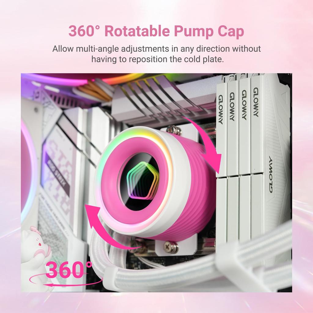 FX360 INF Pink Edition 360mm Liquid CPU Cooler with ARGB Infinity Mirror 3x120mm Daisy Chain Low Noise Operation Compatible with Intel AMD ID-COOLING