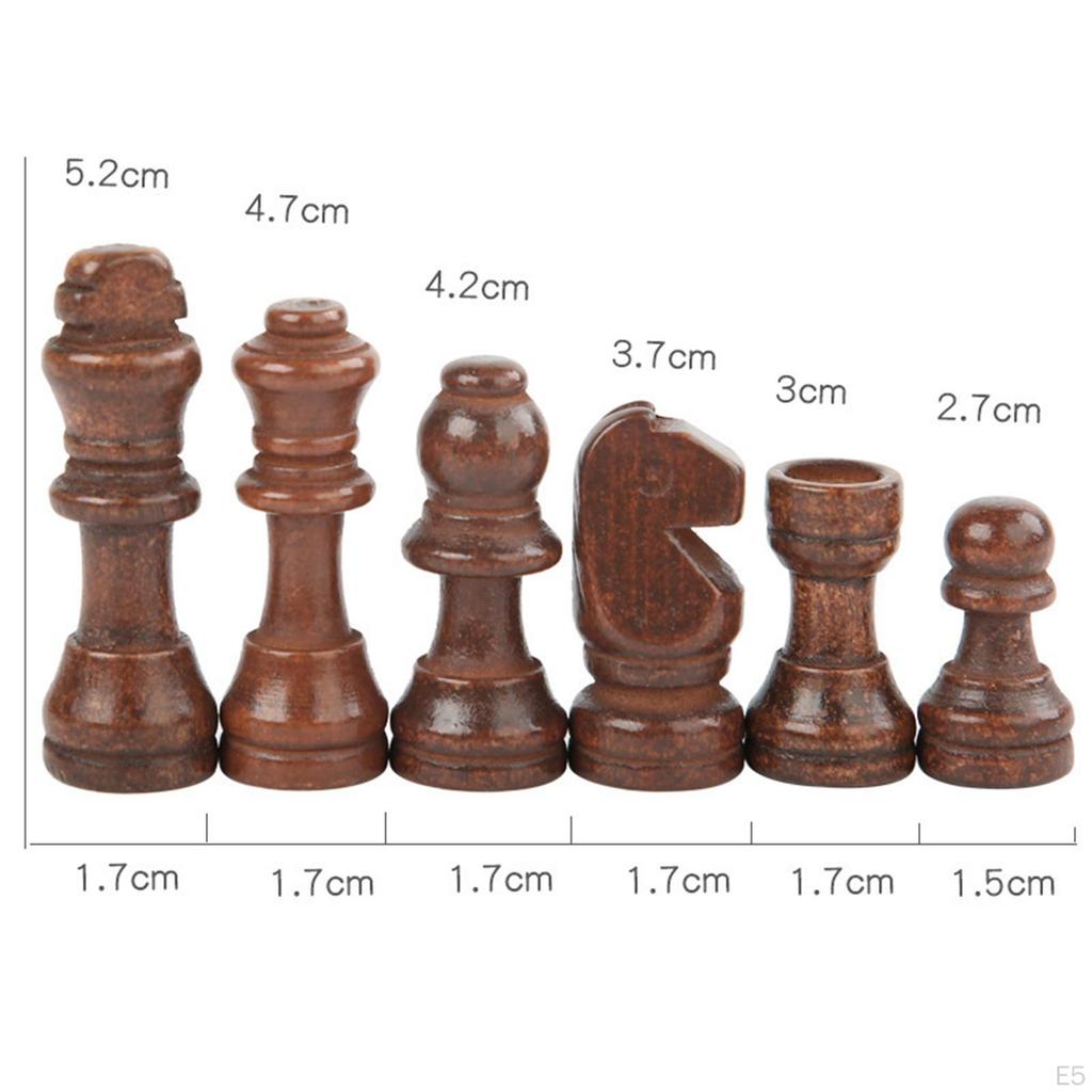 32 Pieces Wooden Chess Pieces, Figure Game Accessories, Tournament Players,