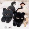 Black Cat Plush Pillow Soft Stuffed Lying Cat Cushion Cute Sleeping Cat Design Lovely Birthday Gift Idea for Cat Lovers