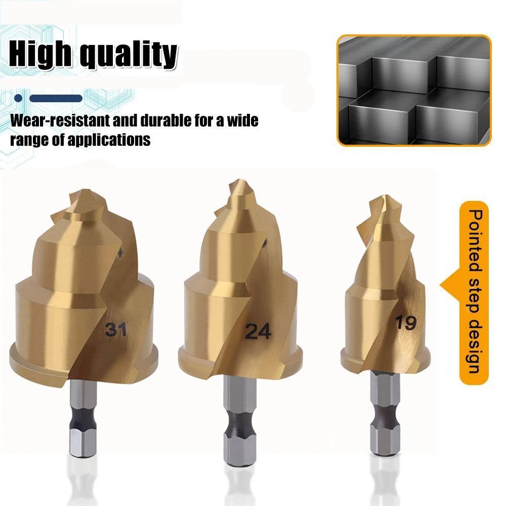 Hex Shank Water Pipe Repair Reamer Set Titanium Plated Stepped Drill Bit PPR Lifting Drill