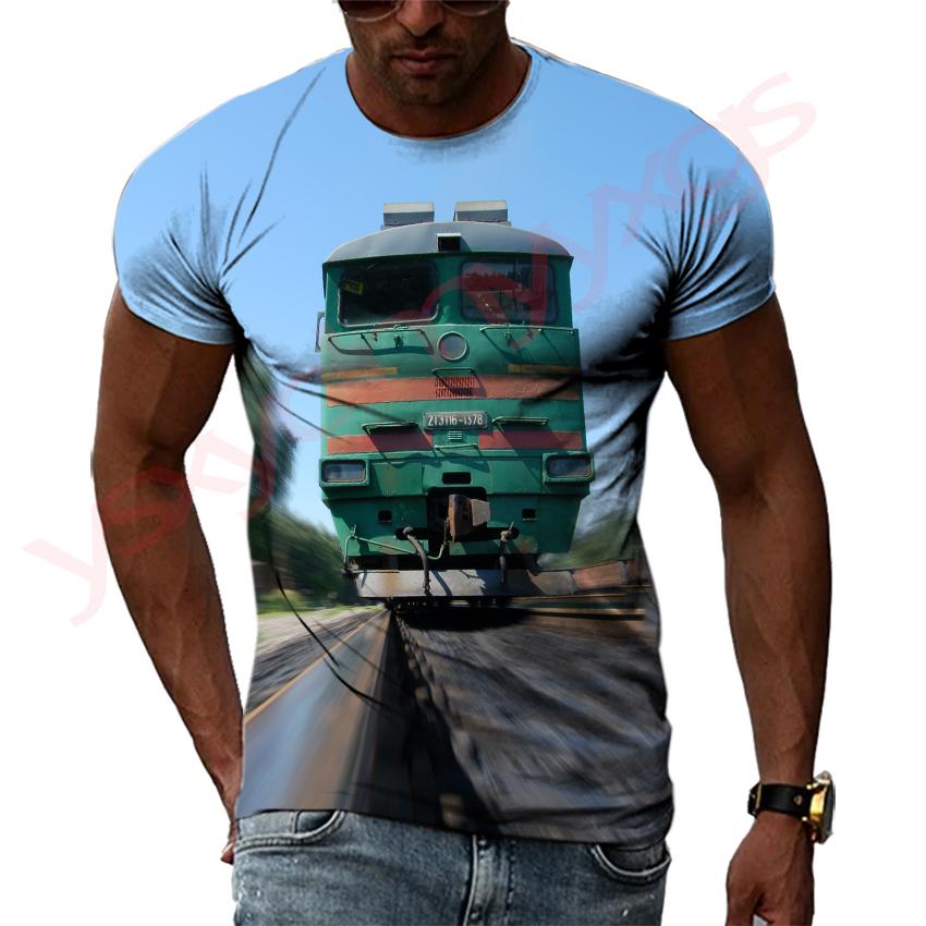 Retro Steam Locomotive The Starting Point Of The Industrial Revolution Hip Hop Men T-shirts 3D Print Round Neck Tee Short Sleeve