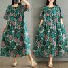 Dimanaf 2025 Summer Plus Size Dress Women Casual Vintage Shirt Dress Loose Basic Flower Printing Dress