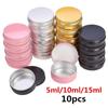 10Pcs 5ML/10ML/15ML Empty Aluminum Tin Jar for Packing Cream Balm Nail Candle Cosmetic Round Storage Container Mini Metal Box