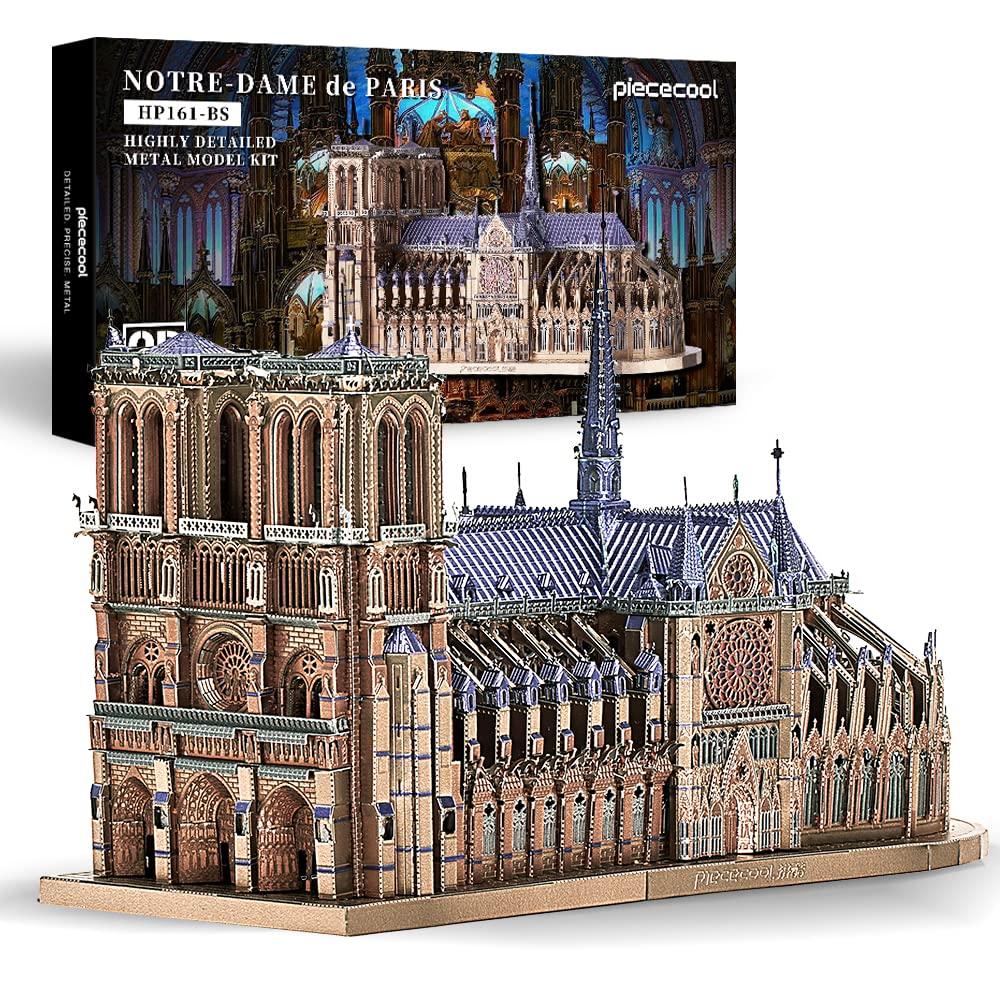 Piececool 3D Puzzle Notre Dame Cathedral Famous Paris Architecture Building 3D 3D Puzzle Metallic Nano Puzzle Metal Assembly Required No Adhesive 5