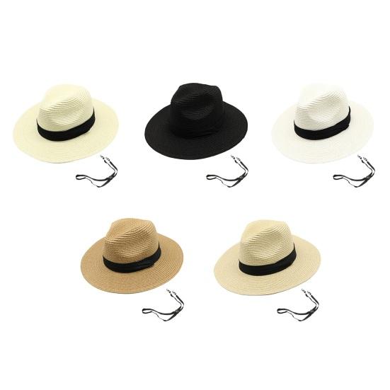 Beach Sun Straw Hat for Women Wide Brim Sun Protection Woven Hat Summer Foldable Packable Roll Up Cap for Travel