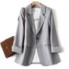 Ladies Long Sleeve Spring Casual Blazer Fashion Business Plaid Suits  Coats Plus Size