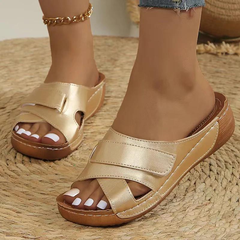 Women Sandals Wedge Heels Sandals Summer New Woman Lightweight Slippers Summer Elegant Female Heeled Shoes Wedges Footwear