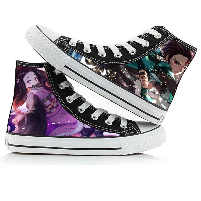 2024 Demon Slayer Print Canvas Shoes Fashion Anime Student Men Women Unisex Casual Shoe Lovers Couples Shoes