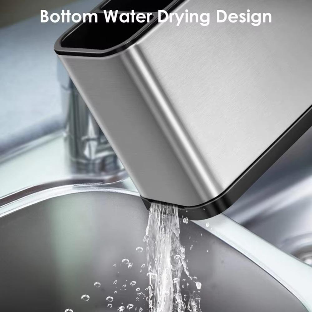 Multifunctional Kitchen Utensil Holder Stainless Steel Spoon Fork Chopstick Holder