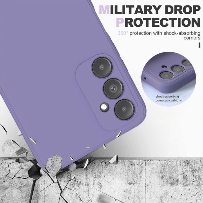 Coque - BOOLING - pour Samsung Galaxy A23 4G-5G - Silicone Liquide Mat - Antichoc - Violet Foncé- avec 2 Verres Trempés