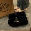 Fashion 2024 Luxury Fluffy Fur Loafers Women Winter Warm Plush Furry Flat Shoes Designer Peals Indoor Home Footwear Cozy Moccasin Flats