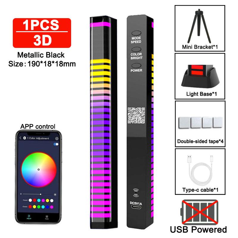 Sound Pickup Light RGB Colourful LED Lights App Controls Music Rhythm Neon Light Voice Activated Ambient Atmosphere Night Lights