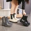 New Women's Short Rain Shoes Classic Korean Version Fashion Rain Boots Waterproof Cover Shoes Women's Non-slip Rubber Shoes Platform Water Shoes Women